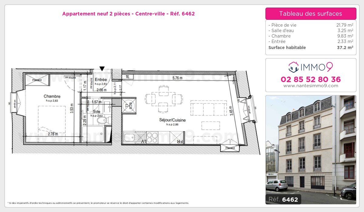 Plan et surfaces, Programme neuf Nantes : Centre-ville Référence n° 6462