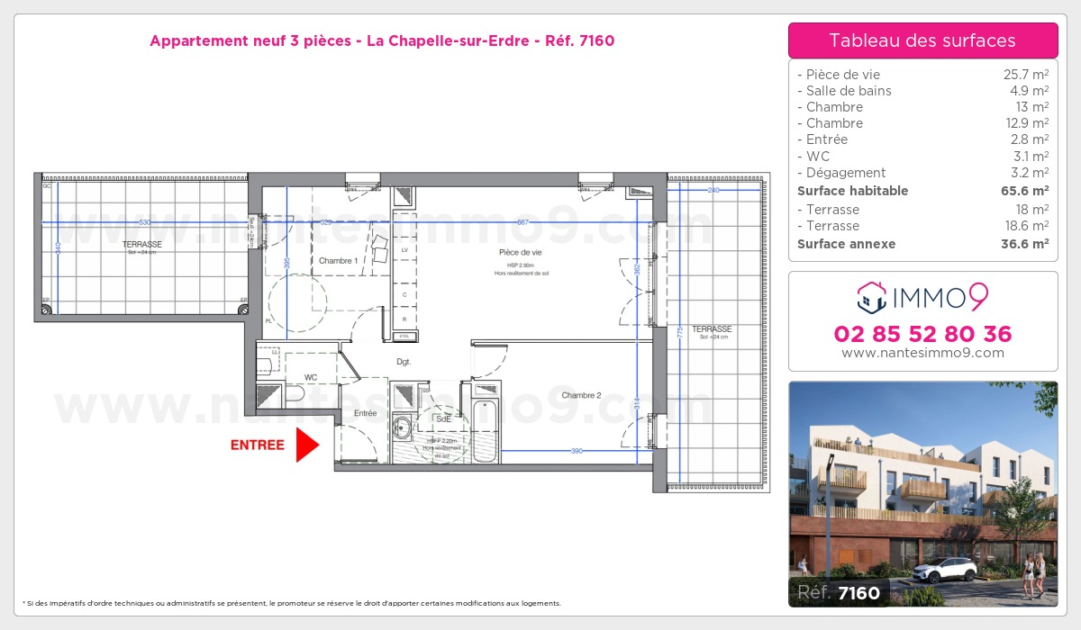 Plan et surfaces, Programme neuf Chapelle-sur-Erdre Référence n° 7160