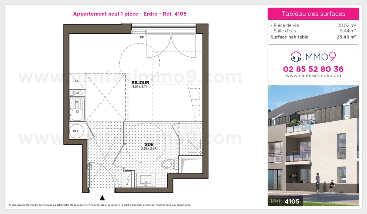 Plan et surfaces, Programme neuf Nantes : Erdre Référence n° 4105