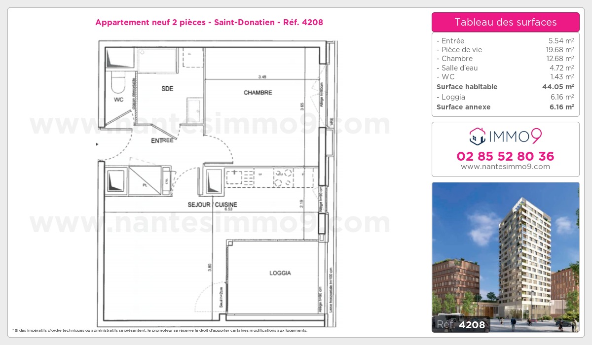Plan et surfaces, Programme neuf Nantes : Saint-Donatien Référence n° 4208