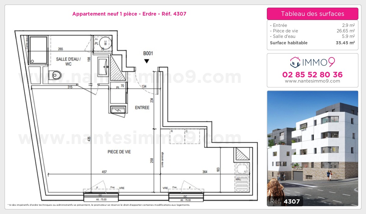 Plan et surfaces, Programme neuf Nantes : Erdre Référence n° 4307