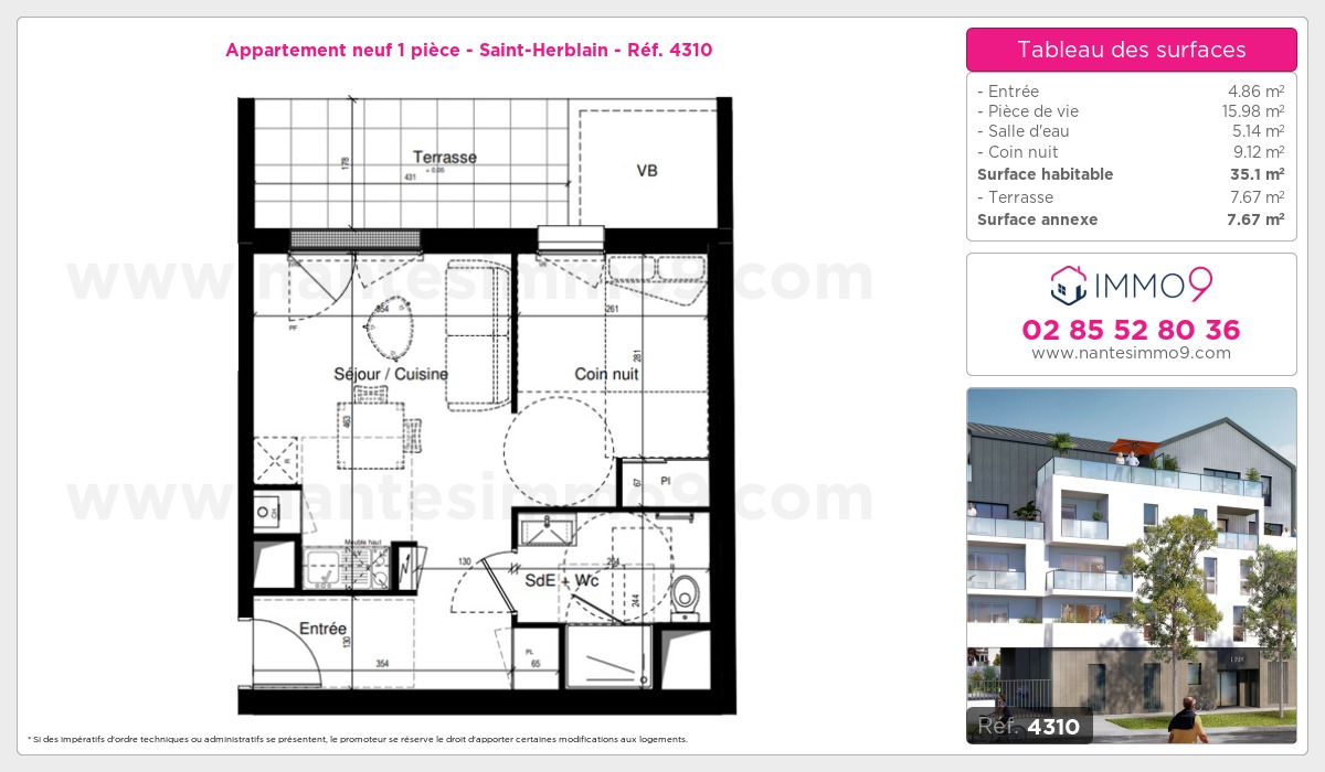 Plan et surfaces, Programme neuf Saint-Herblain Référence n° 4310