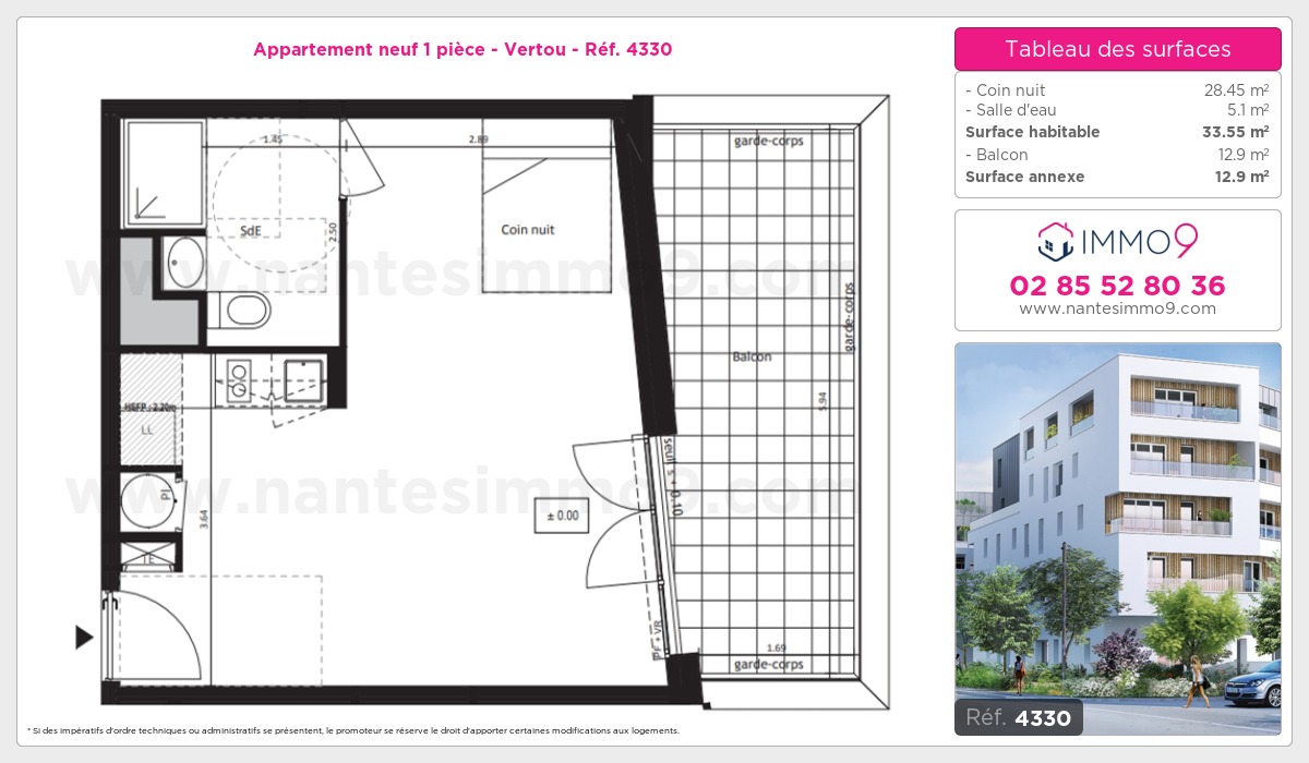 Plan et surfaces, Programme neuf Vertou Référence n° 4330