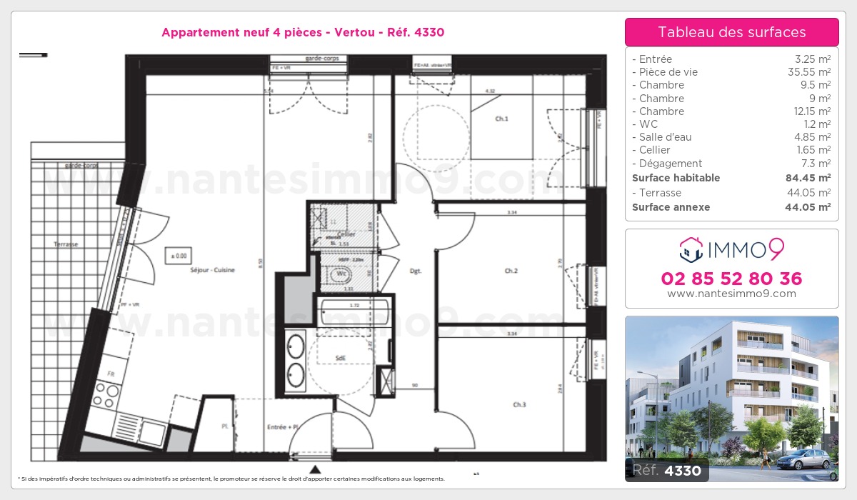 Plan et surfaces, Programme neuf Vertou Référence n° 4330