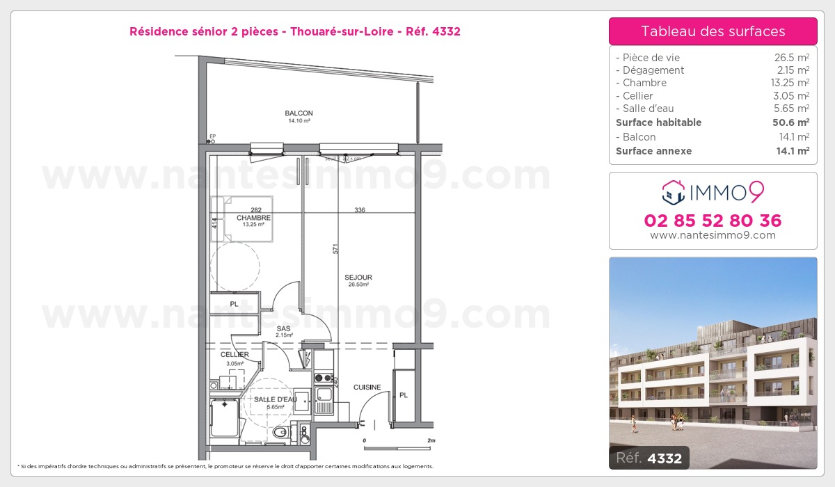 Plan et surfaces, Programme neuf Thouaré-sur-Loire Référence n° 4332