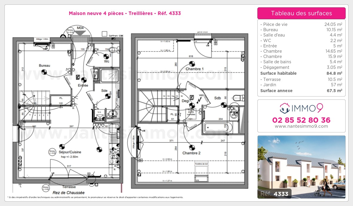 Plan et surfaces, Programme neuf Treillières Référence n° 4333