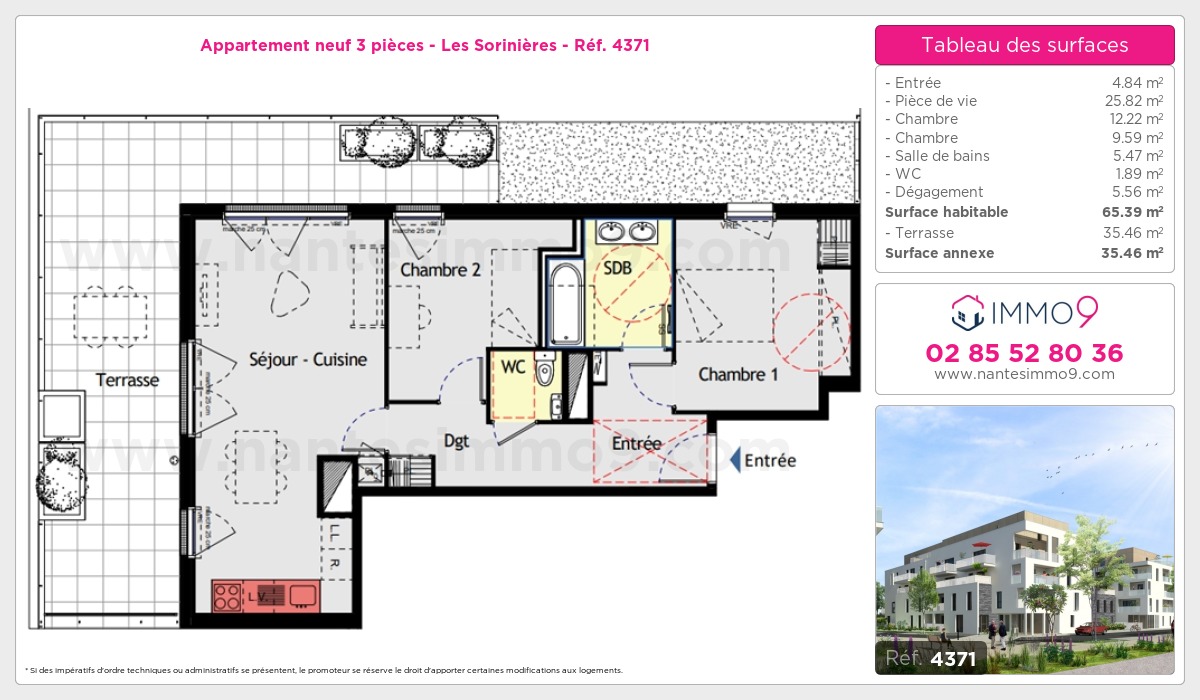 Plan et surfaces, Programme neuf Sorinières Référence n° 4371