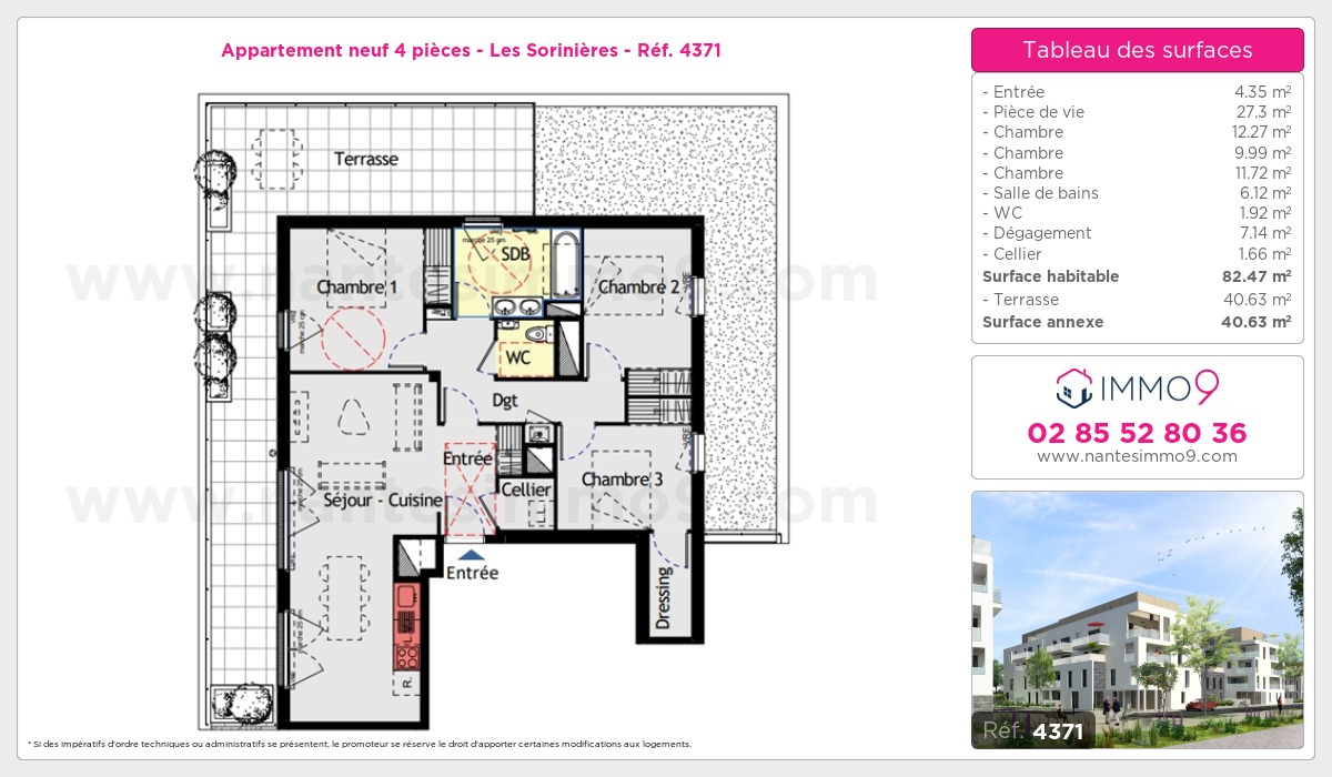 Plan et surfaces, Programme neuf Sorinières Référence n° 4371