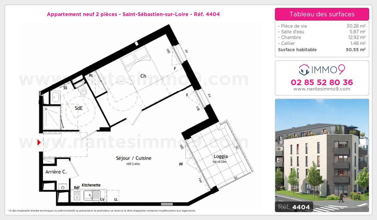 Plan et surfaces, Programme neuf Saint-Sébastien-sur-Loire Référence n° 4404