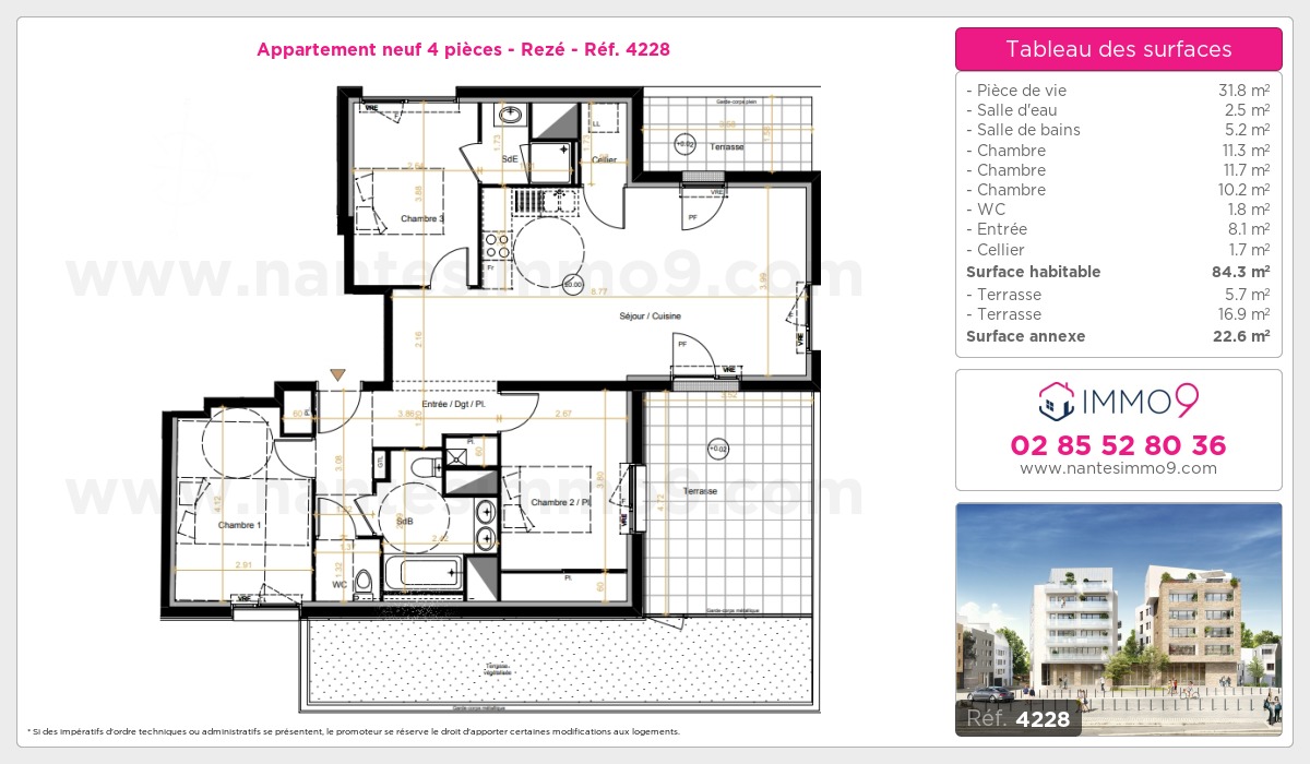 Plan et surfaces, Programme neuf Rezé Référence n° 4228