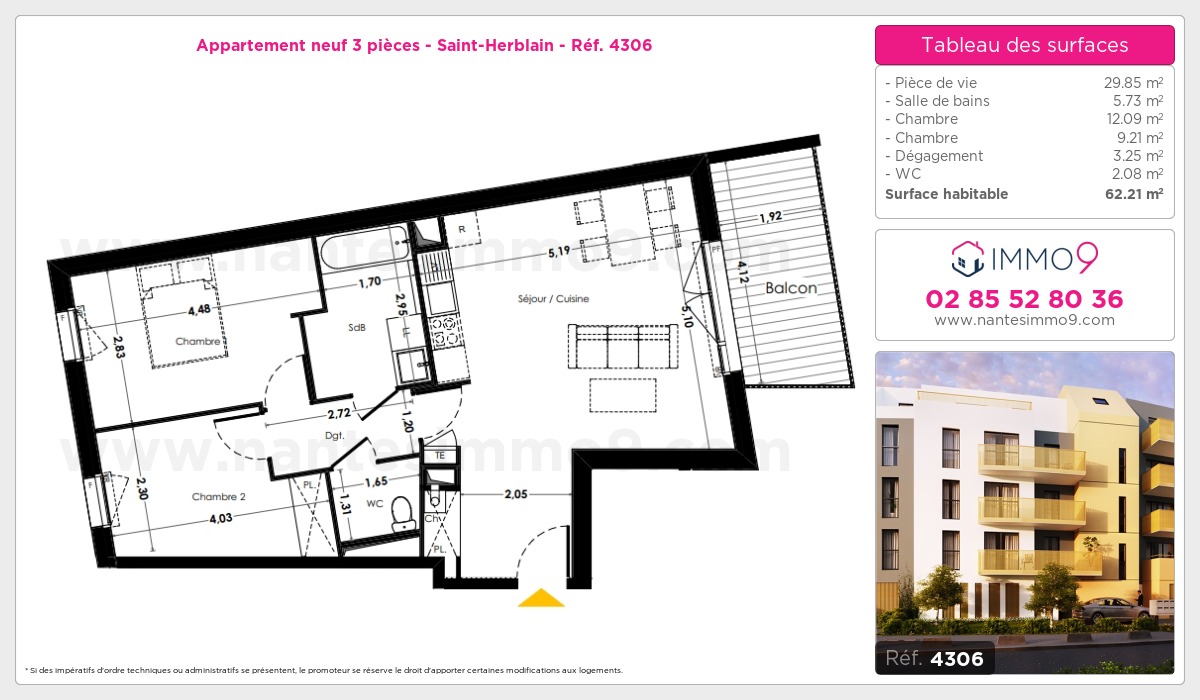 Plan et surfaces, Programme neuf Saint-Herblain Référence n° 4306