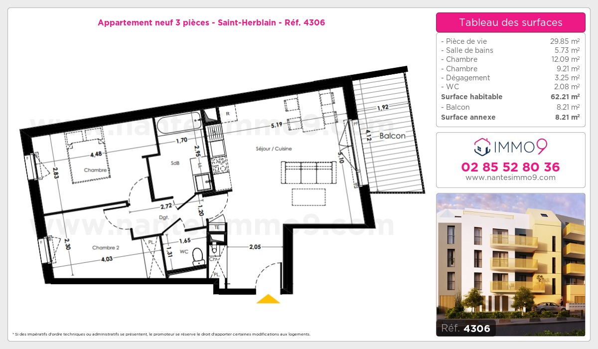 Plan et surfaces, Programme neuf Saint-Herblain Référence n° 4306