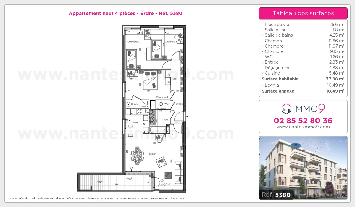 Plan et surfaces, Programme neuf Nantes : Erdre Référence n° 5380
