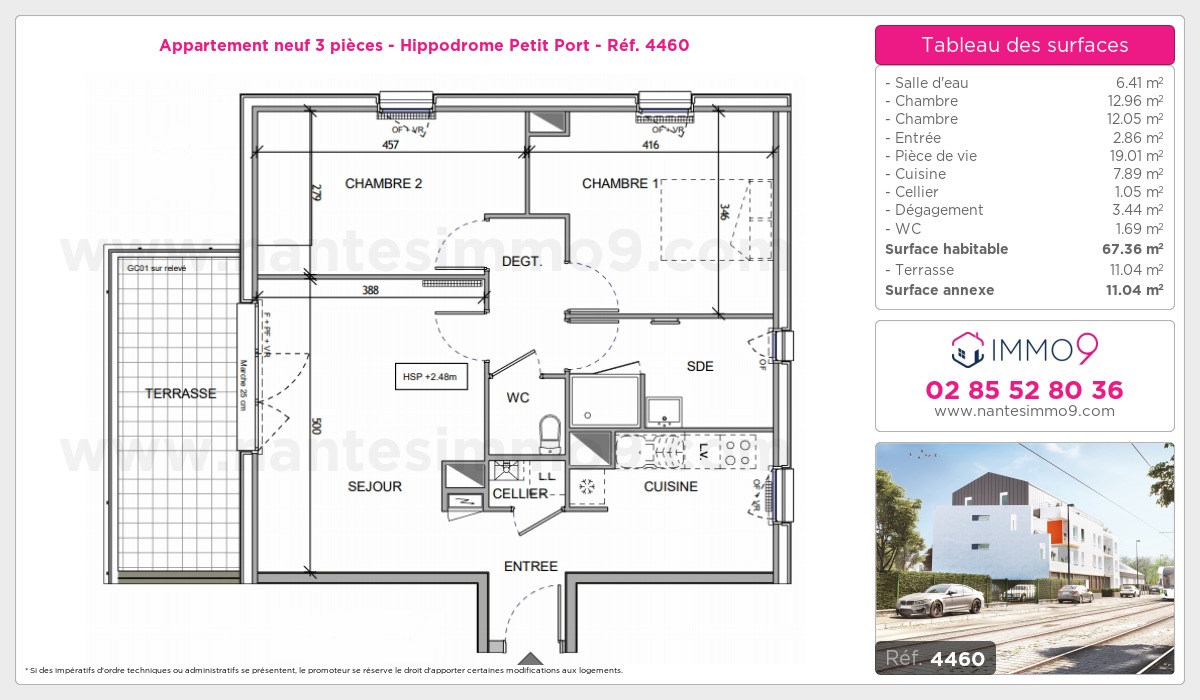 Plan et surfaces, Programme neuf Nantes : Hippodrome Petit Port Référence n° 4460