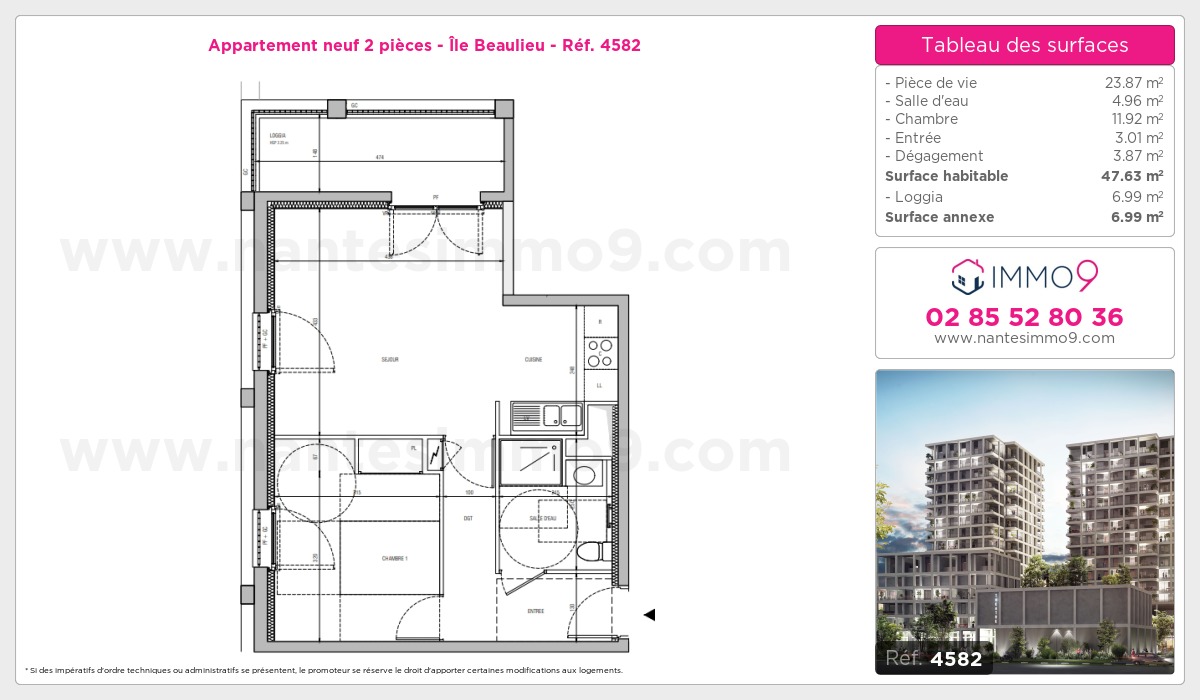 Plan et surfaces, Programme neuf Nantes : Île Beaulieu Référence n° 4582