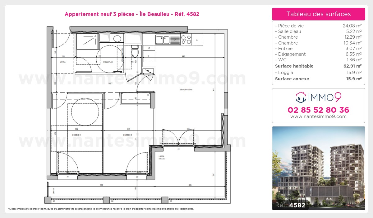 Plan et surfaces, Programme neuf Nantes : Île Beaulieu Référence n° 4582