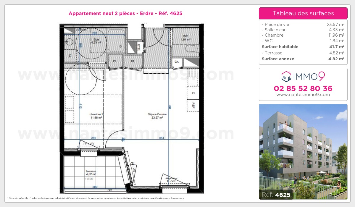 Plan et surfaces, Programme neuf Nantes : Erdre Référence n° 4625