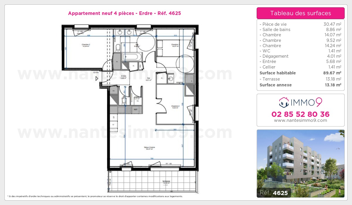 Plan et surfaces, Programme neuf Nantes : Erdre Référence n° 4625