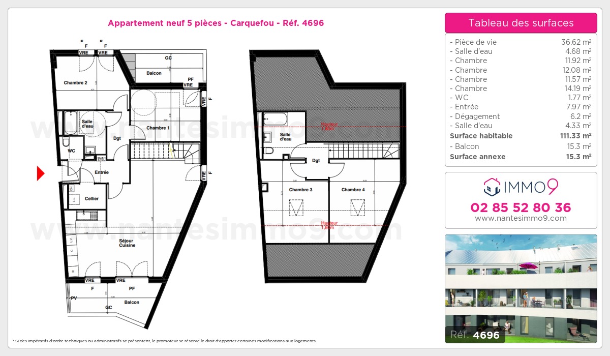 Plan et surfaces, Programme neuf Carquefou Référence n° 4696