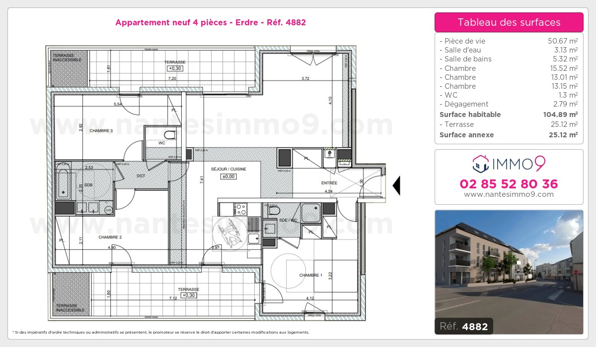 Plan et surfaces, Programme neuf Nantes : Erdre Référence n° 4882