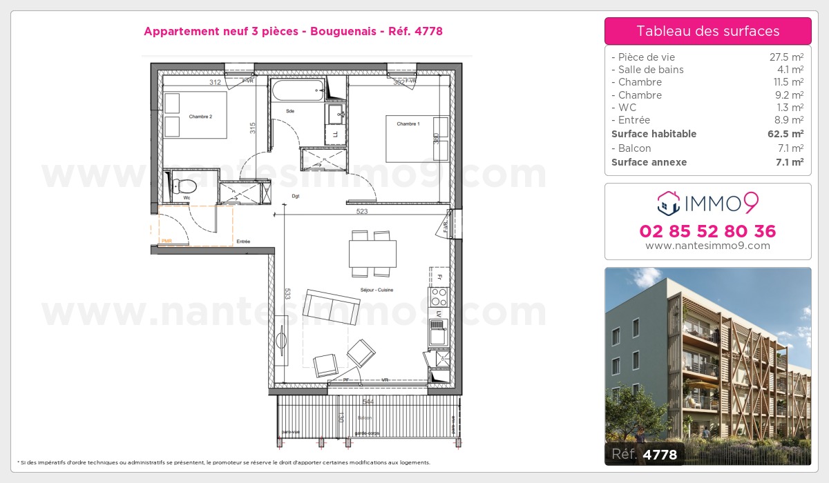 Plan et surfaces, Programme neuf Bouguenais Référence n° 4778