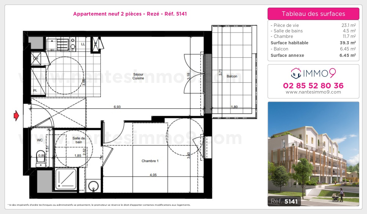 Plan et surfaces, Programme neuf Rezé Référence n° 5141