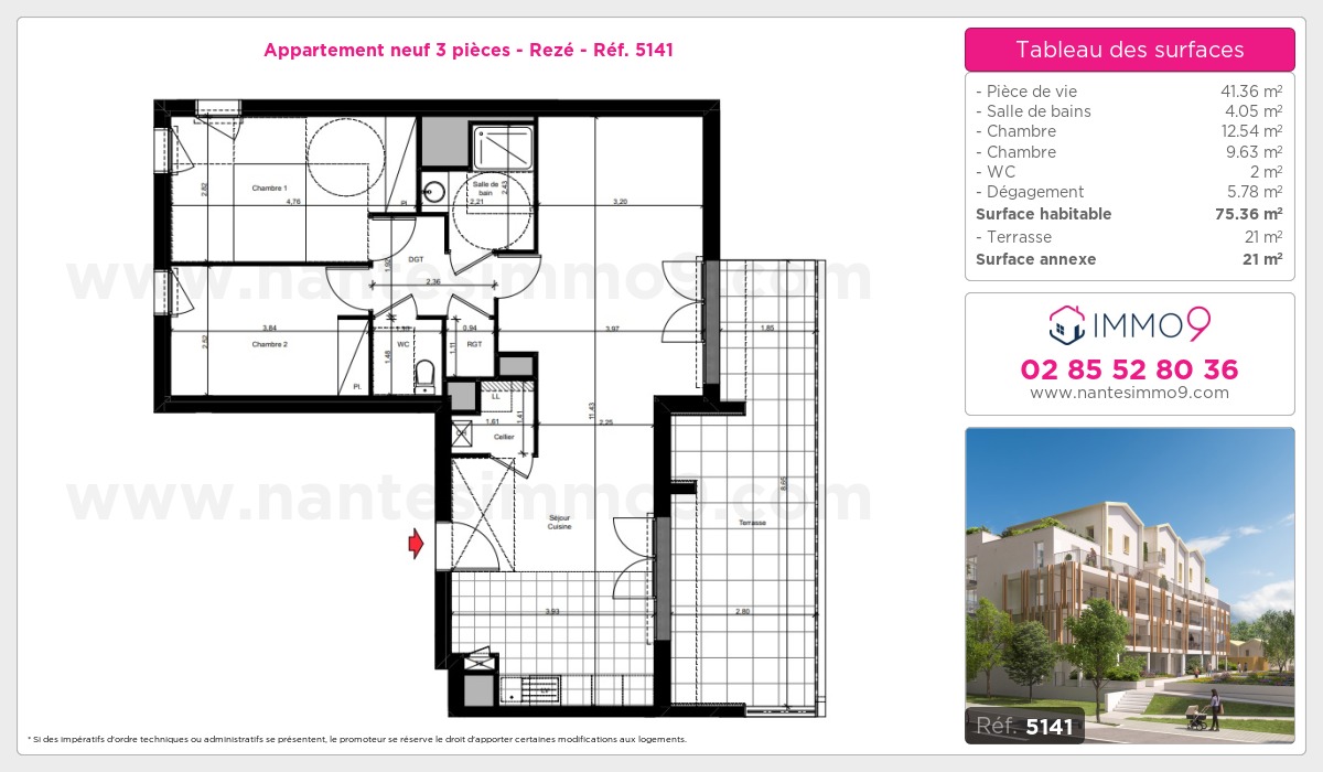 Plan et surfaces, Programme neuf Rezé Référence n° 5141
