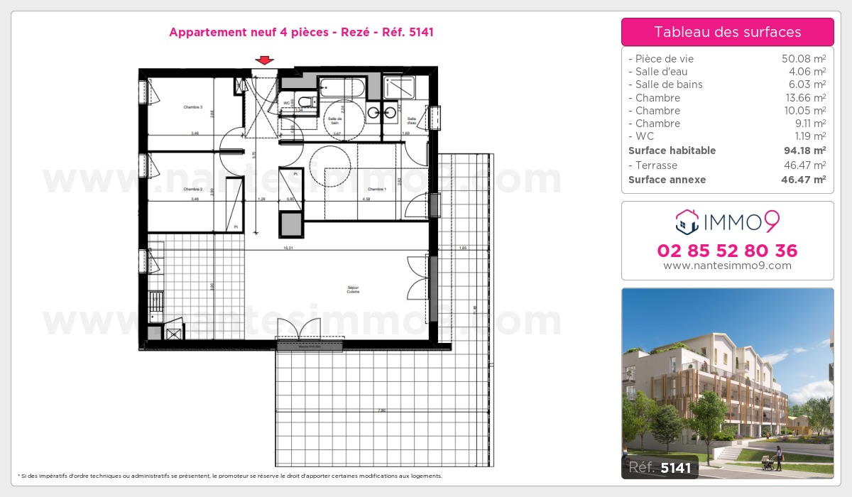 Plan et surfaces, Programme neuf Rezé Référence n° 5141