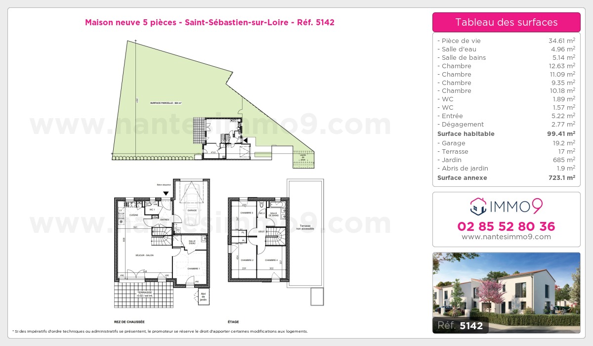 Plan et surfaces, Programme neuf Saint-Sébastien-sur-Loire Référence n° 5142