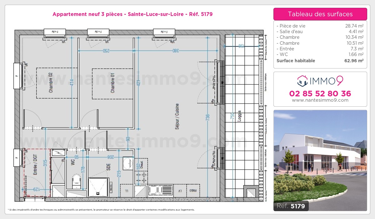 Plan et surfaces, Programme neuf Sainte-Luce-sur-Loire Référence n° 5179
