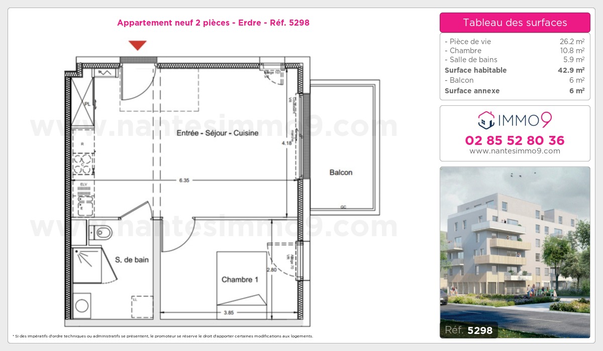 Plan et surfaces, Programme neuf Nantes : Erdre Référence n° 5298