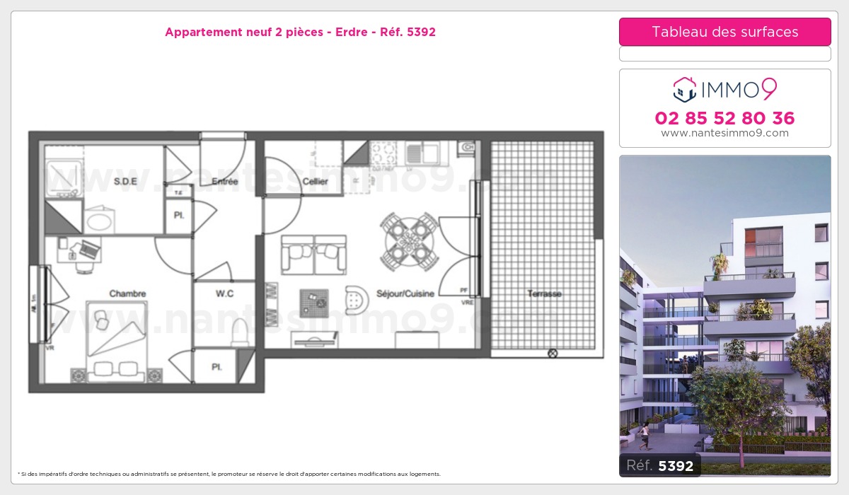 Plan et surfaces, Programme neuf Nantes : Erdre Référence n° 5392