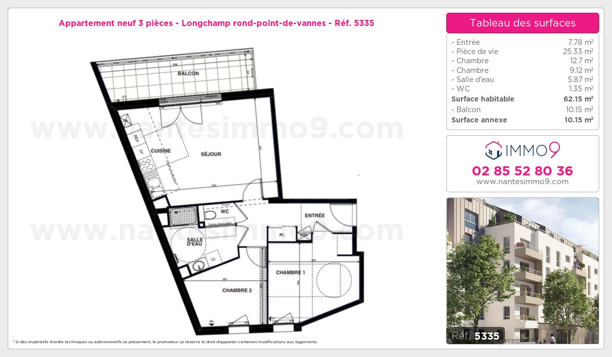 Plan et surfaces, Programme neuf Nantes : Longchamp rond-point-de-vannes Référence n° 5335