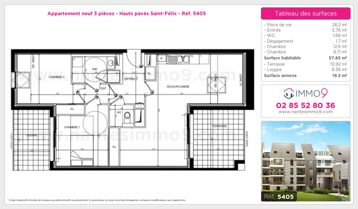 Plan et surfaces, Programme neuf Nantes : Hauts pavés Saint-Félix Référence n° 5405