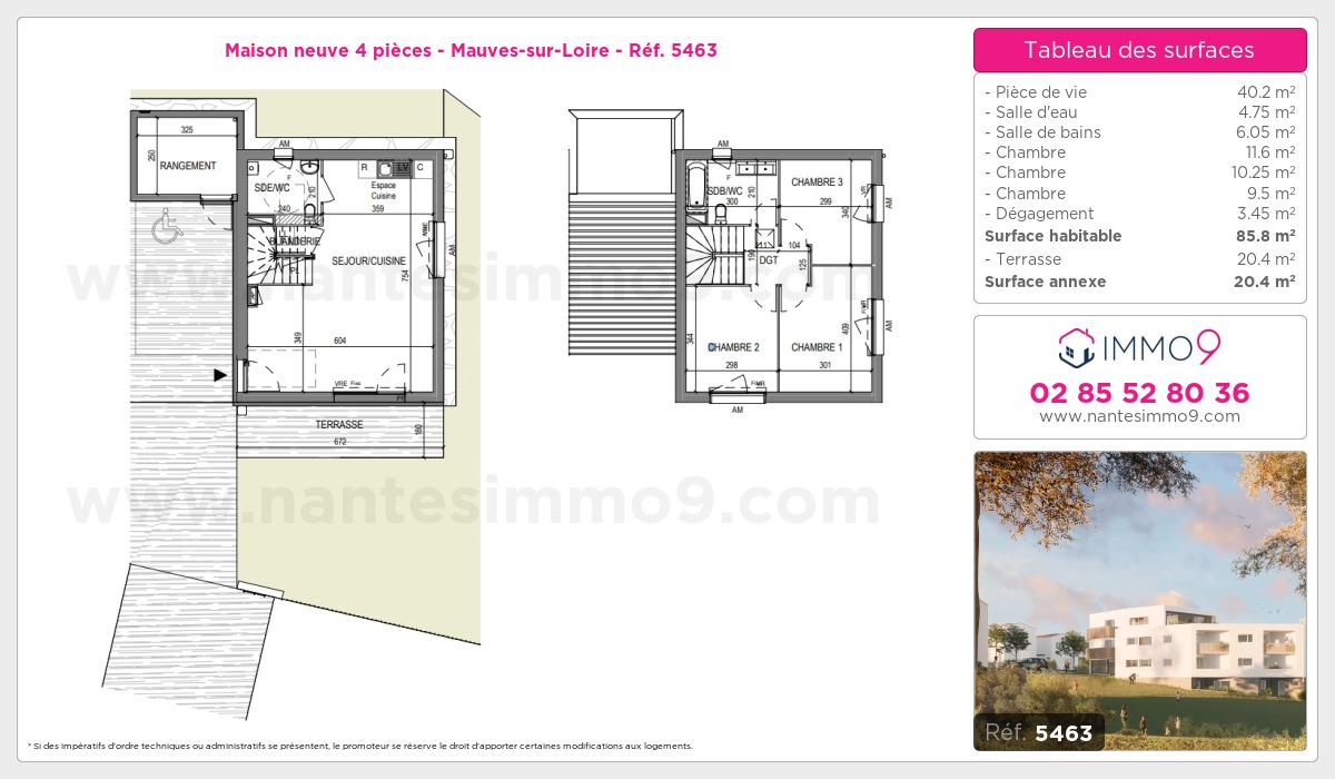 Plan et surfaces, Programme neuf Mauves-sur-Loire Référence n° 5463