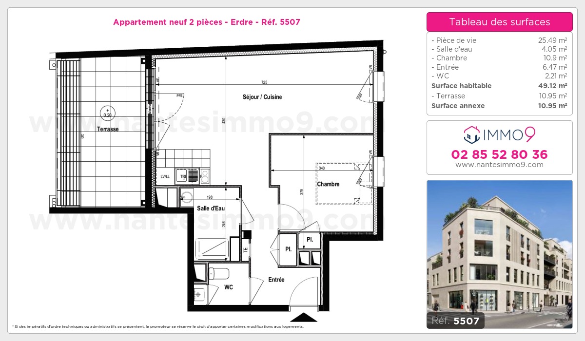 Plan et surfaces, Programme neuf Nantes : Erdre Référence n° 5507