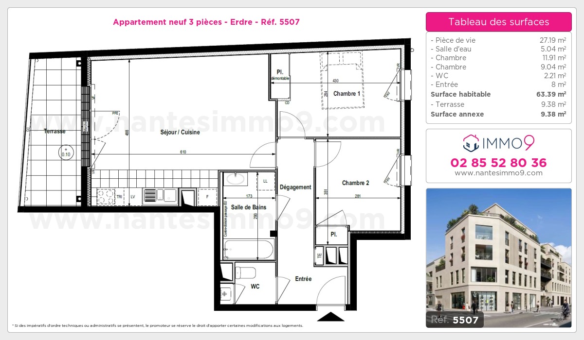 Plan et surfaces, Programme neuf Nantes : Erdre Référence n° 5507