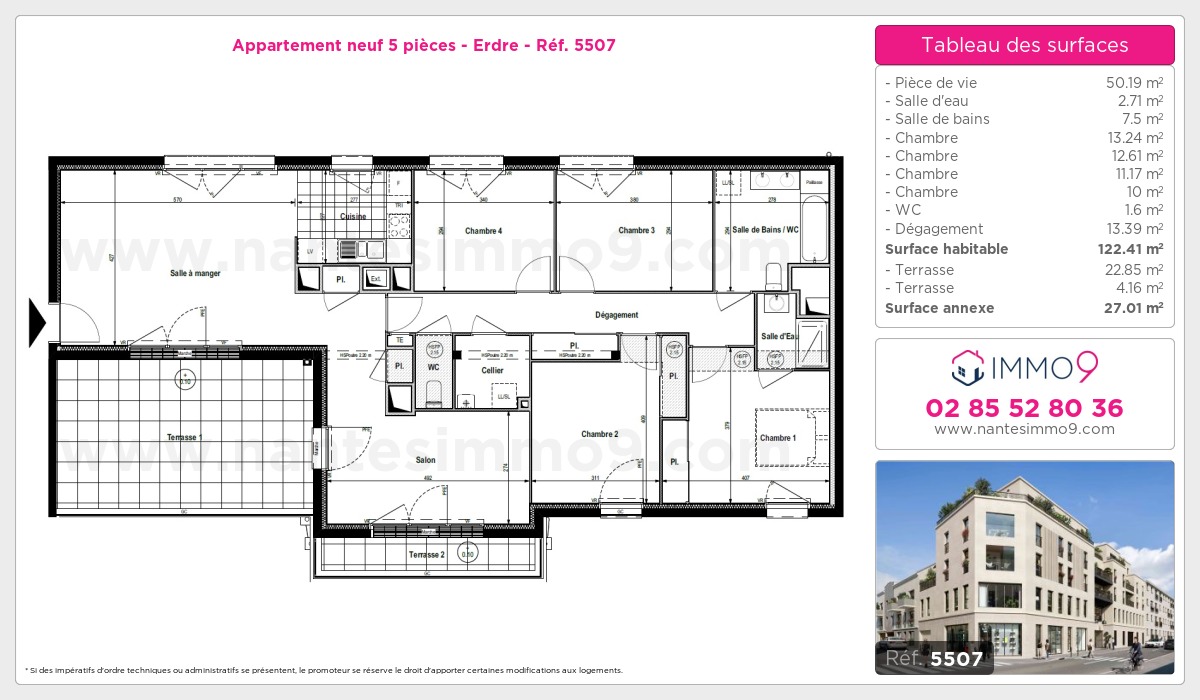 Plan et surfaces, Programme neuf Nantes : Erdre Référence n° 5507