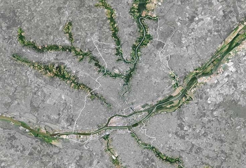 Vue satellite de l’étoile verte de Nantes