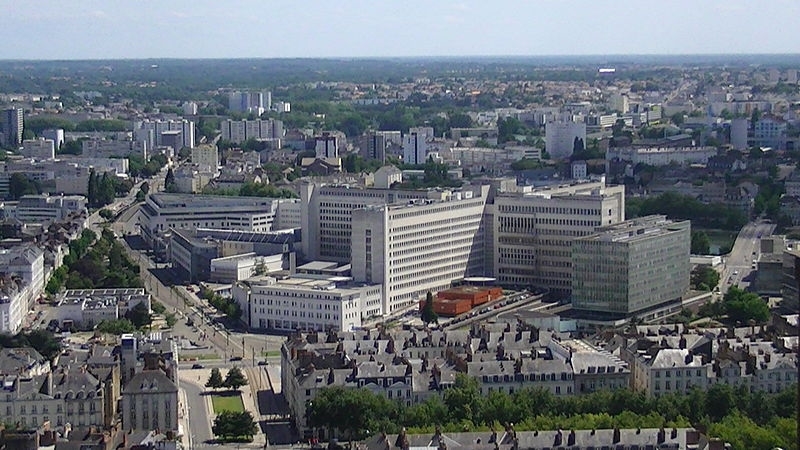 Vue aérienne sur l'Hôtel Dieu à Nantes