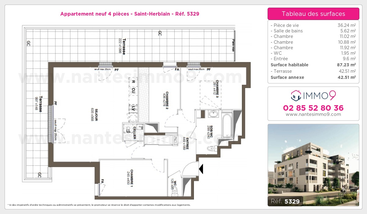Plan et surfaces, Programme neuf Saint-Herblain Référence n° 5329