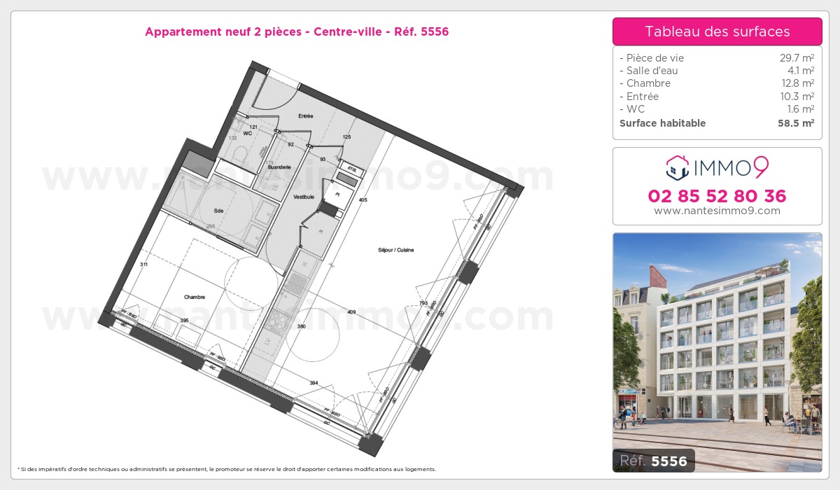 Plan et surfaces, Programme neuf Nantes : Centre-ville Référence n° 5556