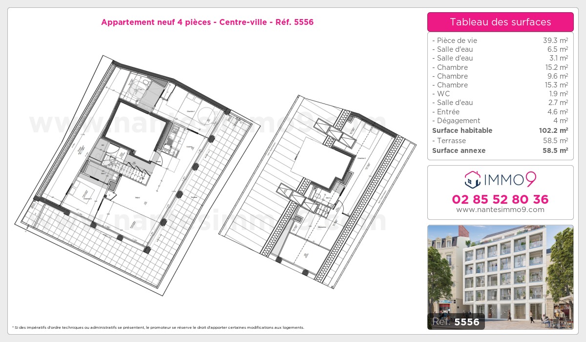 Plan et surfaces, Programme neuf Nantes : Centre-ville Référence n° 5556