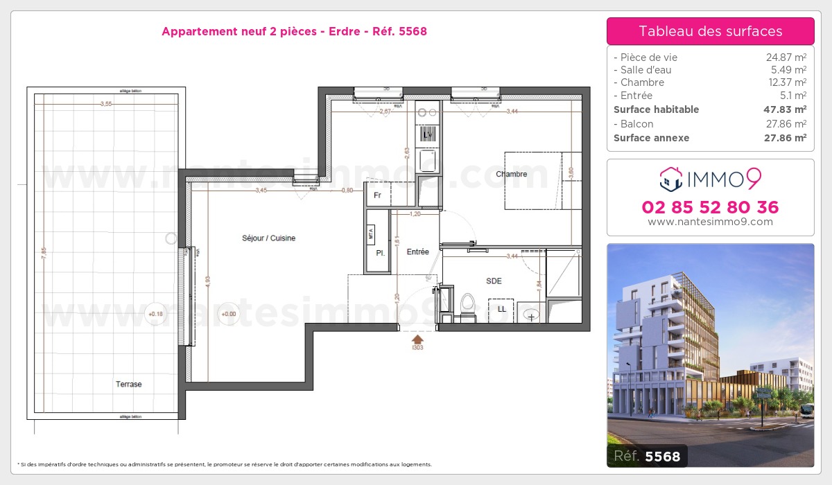 Plan et surfaces, Programme neuf Nantes : Erdre Référence n° 5568