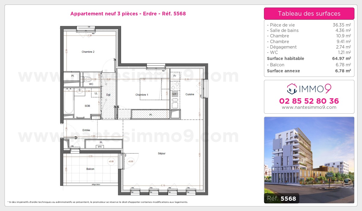 Plan et surfaces, Programme neuf Nantes : Erdre Référence n° 5568