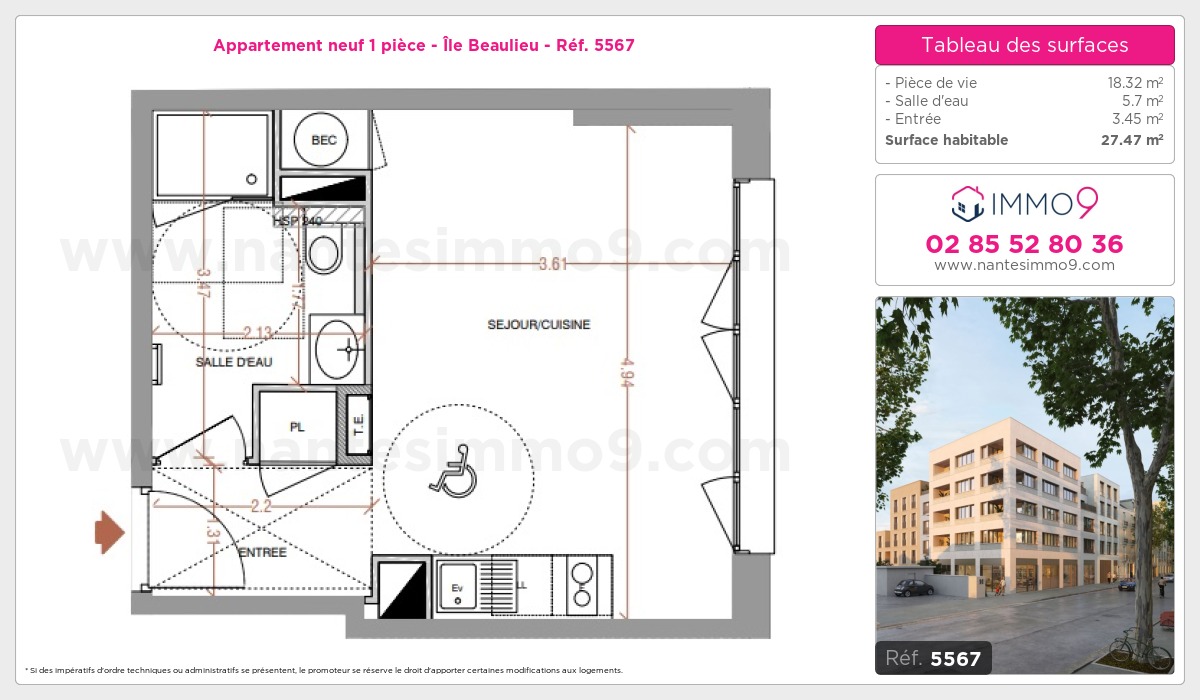 Plan et surfaces, Programme neuf Nantes : Île Beaulieu Référence n° 5567