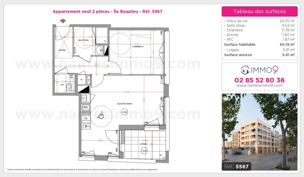 Plan et surfaces, Programme neuf Nantes : Île Beaulieu Référence n° 5567