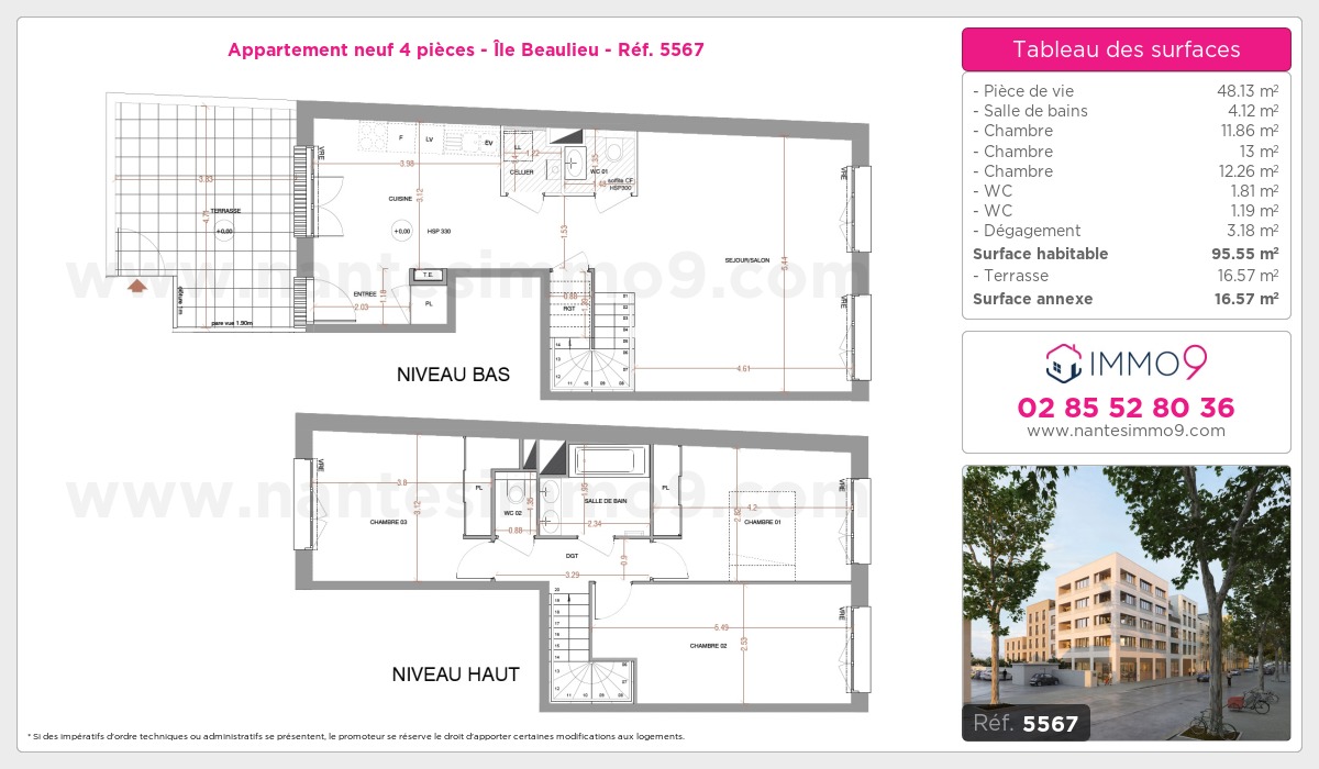 Plan et surfaces, Programme neuf Nantes : Île Beaulieu Référence n° 5567