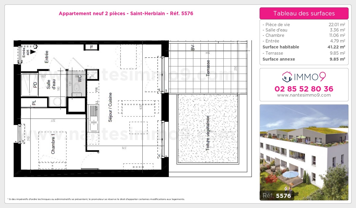 Plan et surfaces, Programme neuf Saint-Herblain Référence n° 5576