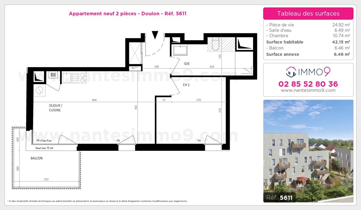 Plan et surfaces, Programme neuf Nantes : Doulon Référence n° 5611